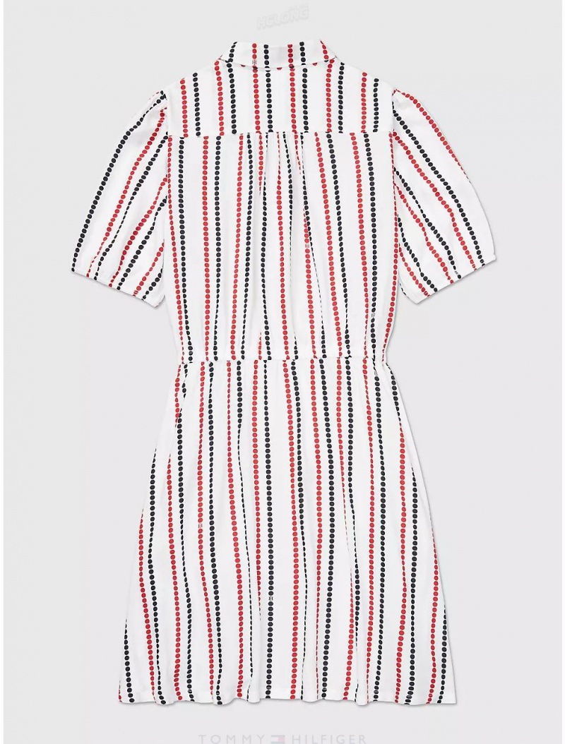 Tommy Hilfiger Stripe Shirtdress Dresses & Skirts Optic White TH polka dot multi | 9201-IXAVY