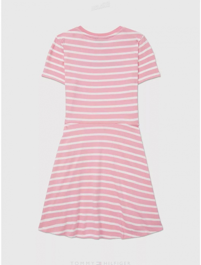 Tommy Hilfiger Stripe Skater Dress Dresses & Skirts Popular Pink | 7150-LXASE