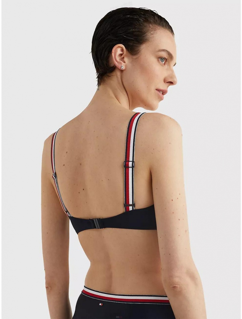 Tommy Hilfiger Stripe Strap Bandeau Bikini Top Swimwear Desert Sky | 9680-VNDUP