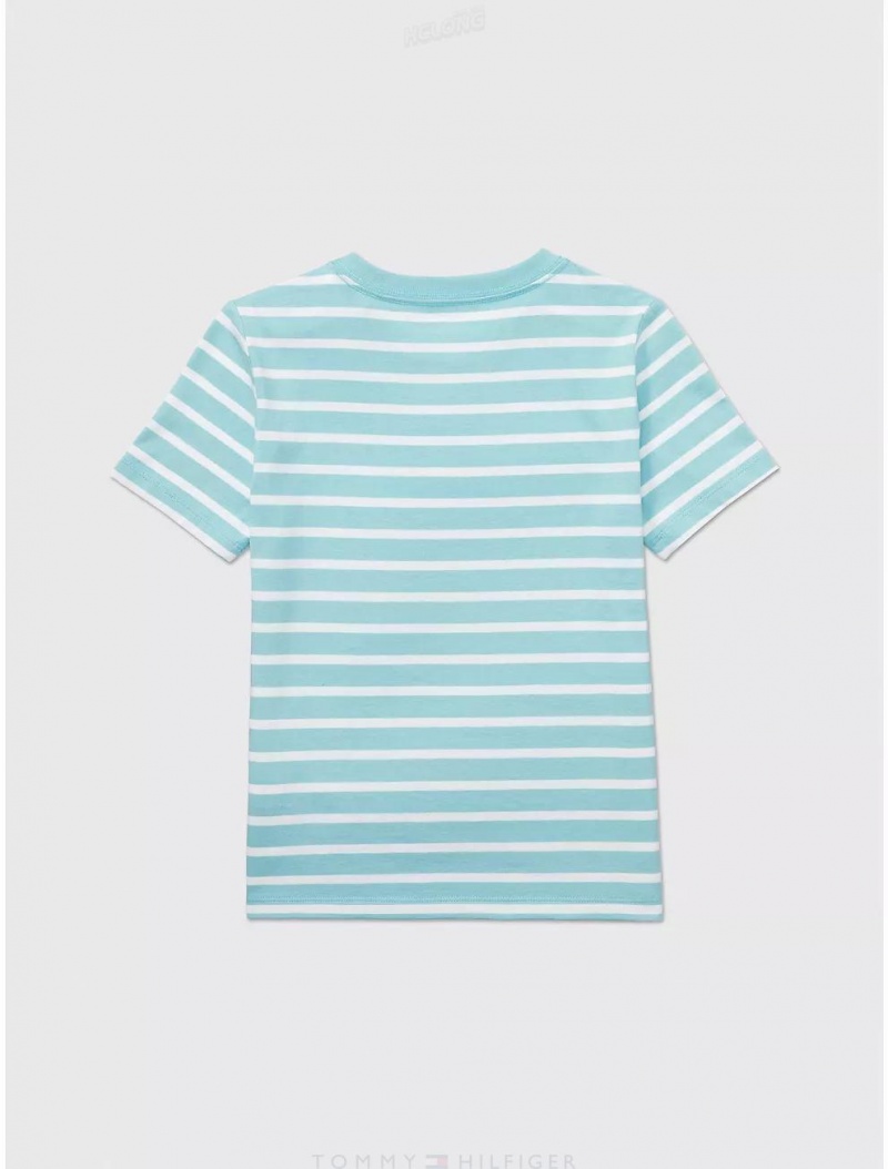 Tommy Hilfiger Stripe T-Shirt Tops Mediterranean Blue Multi | 6413-AIJLX