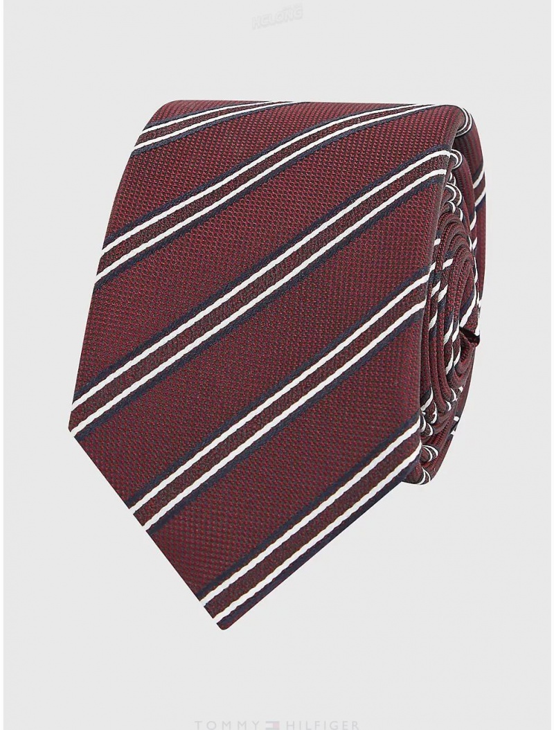 Tommy Hilfiger Stripe Tie Ties Rouge | 2417-KRNDQ