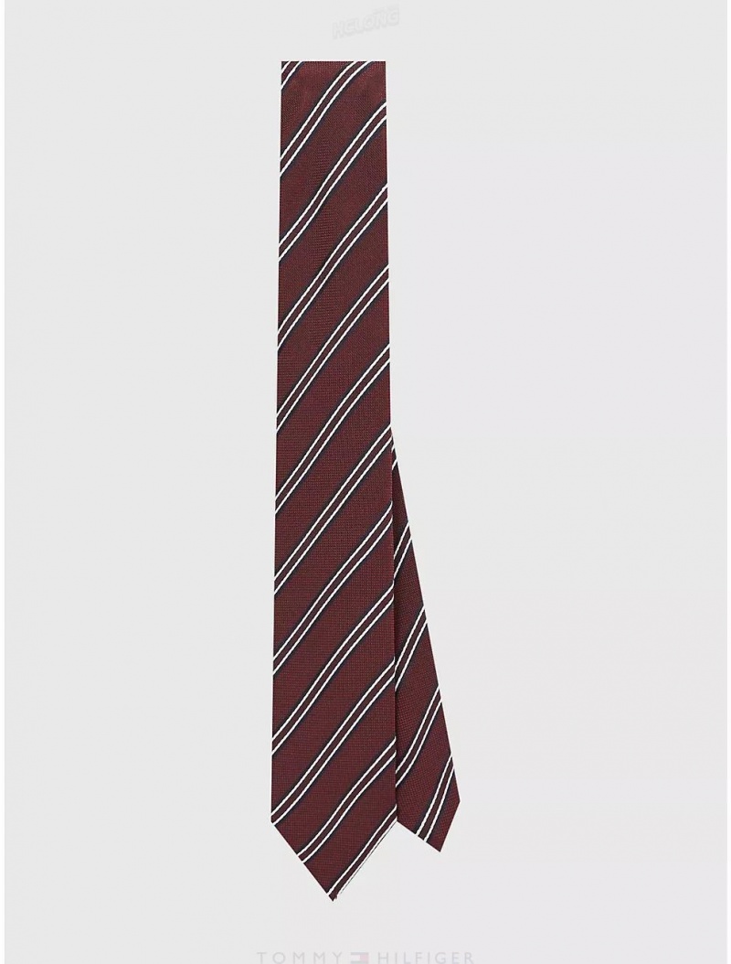 Tommy Hilfiger Stripe Tie Ties Rouge | 2417-KRNDQ