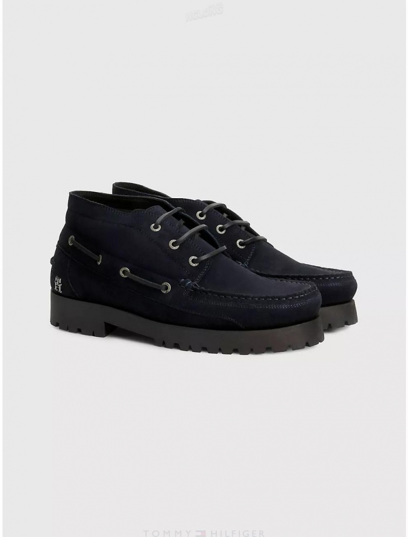 Tommy Hilfiger Suede Boat Boot Shoes Desert Sky | 7104-JWDSM