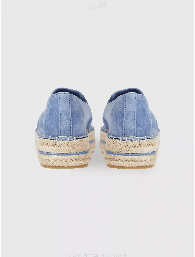 Tommy Hilfiger Suede Platform Espadrille Shoes Blue Coast | 0423-KPMAO