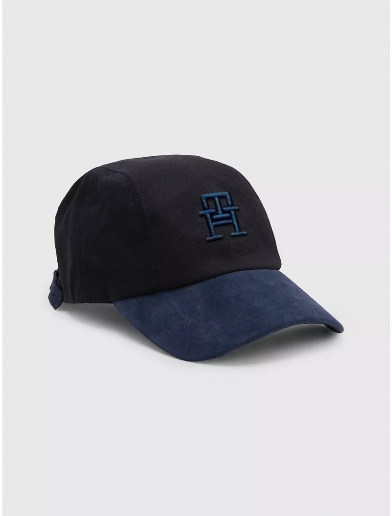 Tommy Hilfiger Sueded Cotton Baseball Cap Hats Space Blue | 2679-HQBEL