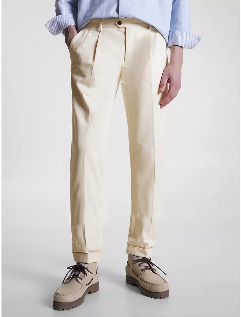 Tommy Hilfiger THFlex Tapered Twill Trouser Pants Weathered White | 4871-XORBD