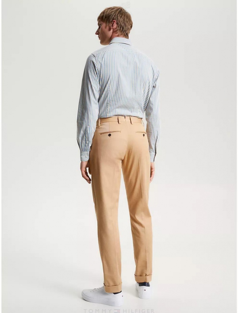 Tommy Hilfiger THFlex Tapered Twill Trouser Pants & Shorts Classic Khaki | 8097-BEVNX