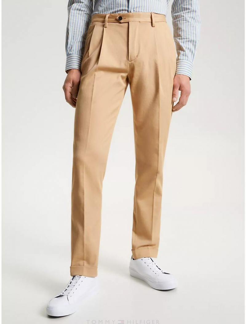 Tommy Hilfiger THFlex Tapered Twill Trouser Pants & Shorts Classic Khaki | 8097-BEVNX