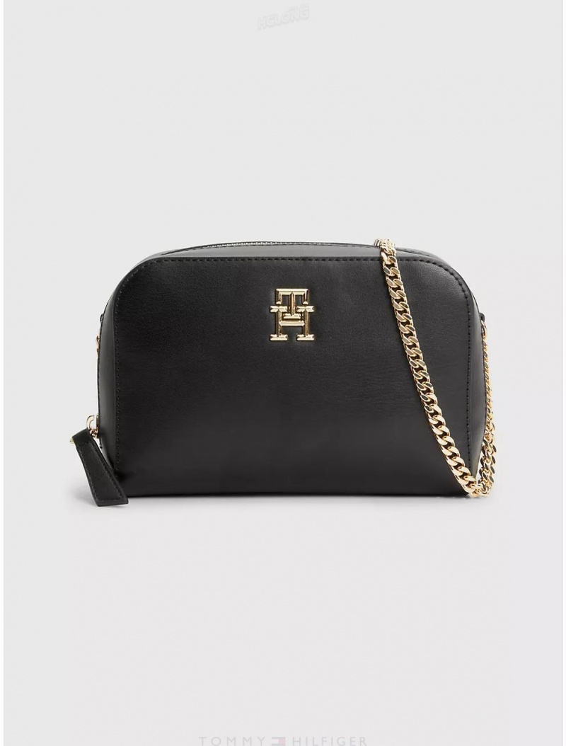 Tommy Hilfiger TH Chain Crossbody Bag Bags Black | 1468-OPMTW