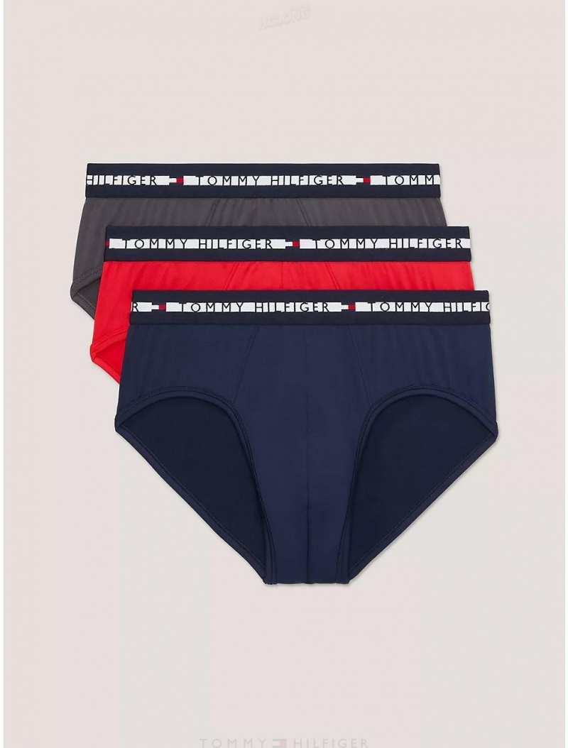 Tommy Hilfiger TH Comfort+ Brief 3-Pack Underwear Grey/Red/Navy | 7824-OXARV