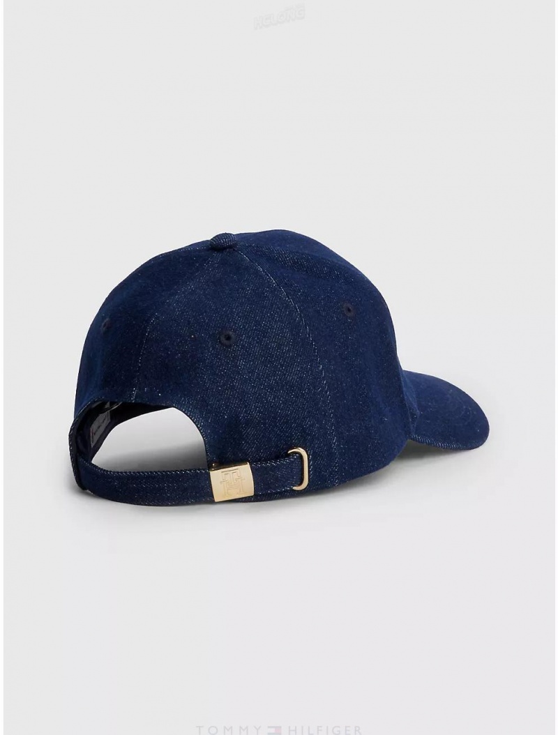 Tommy Hilfiger TH Denim Baseball Cap Hats Washed Denim | 7405-INMFZ