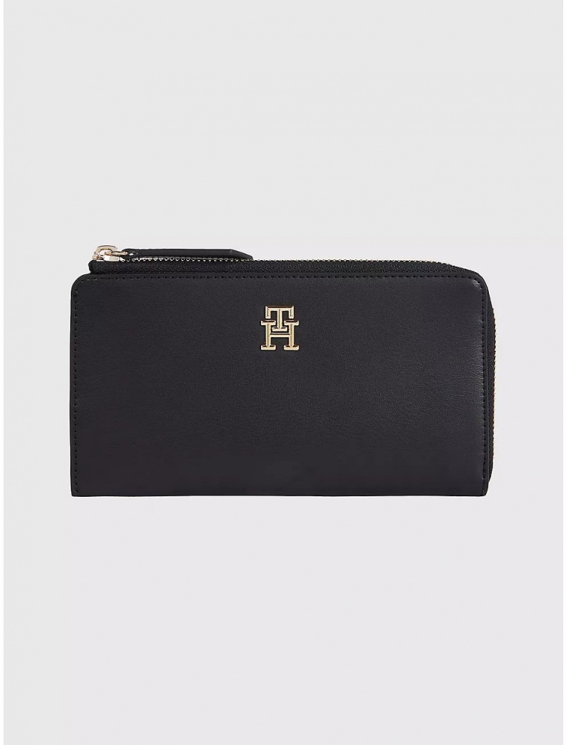 Tommy Hilfiger TH Large Slim Wallet Wallets Black | 5019-DWLJN