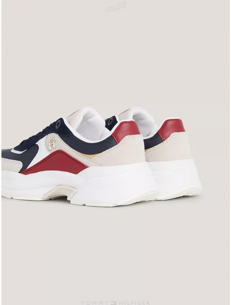 Tommy Hilfiger TH Logo Chunk Sole Sneaker Shoes Space Blue | 2964-WZEMC