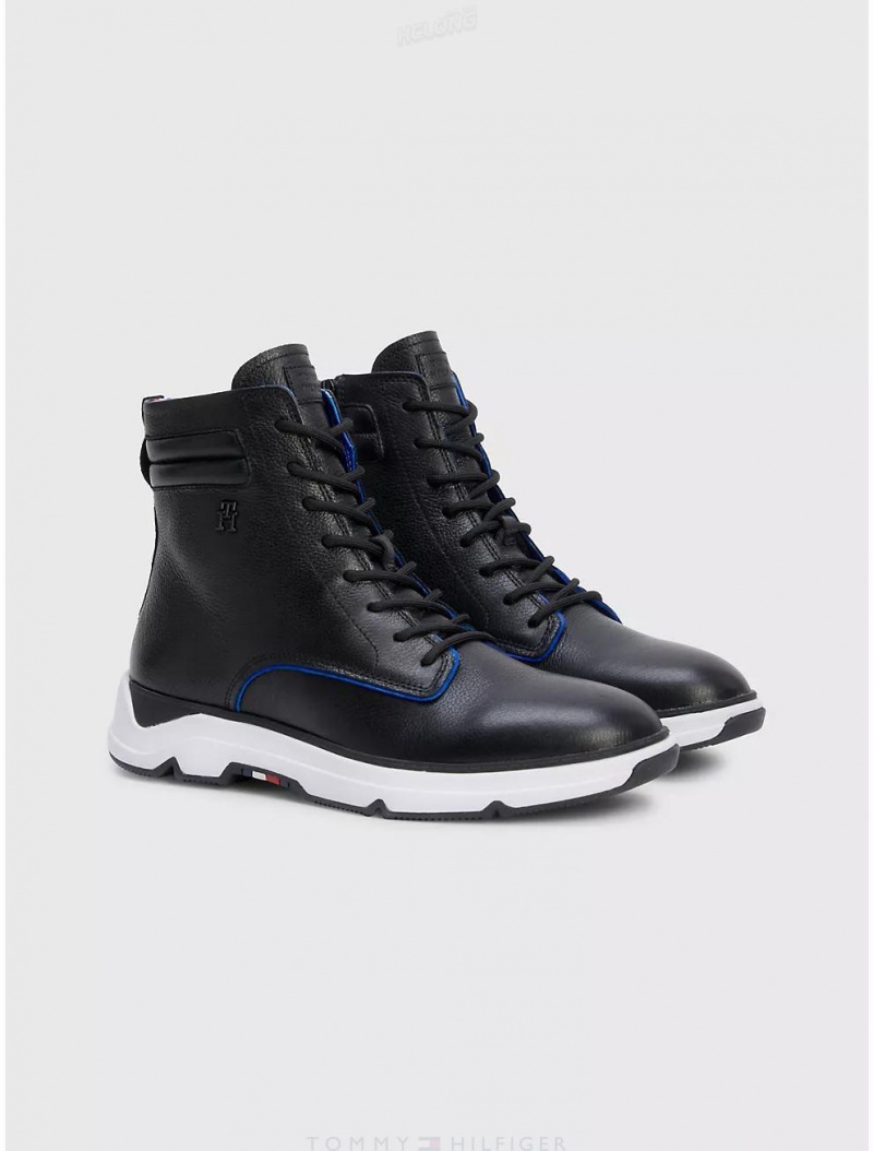 Tommy Hilfiger TH Logo Hybrid Boot Shoes Black | 8912-QHXJT