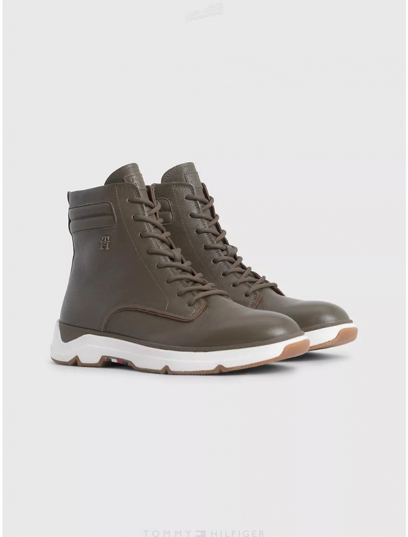 Tommy Hilfiger TH Logo Hybrid Boot Shoes Faded Military | 5310-AITYK