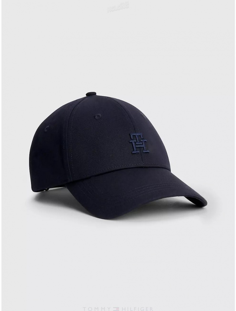 Tommy Hilfiger TH Monogram Baseball Cap Hats Space Blue | 2516-HQEWU