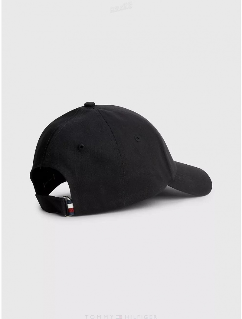 Tommy Hilfiger TH Monogram Baseball Cap Hats Black | 7218-OJNFR