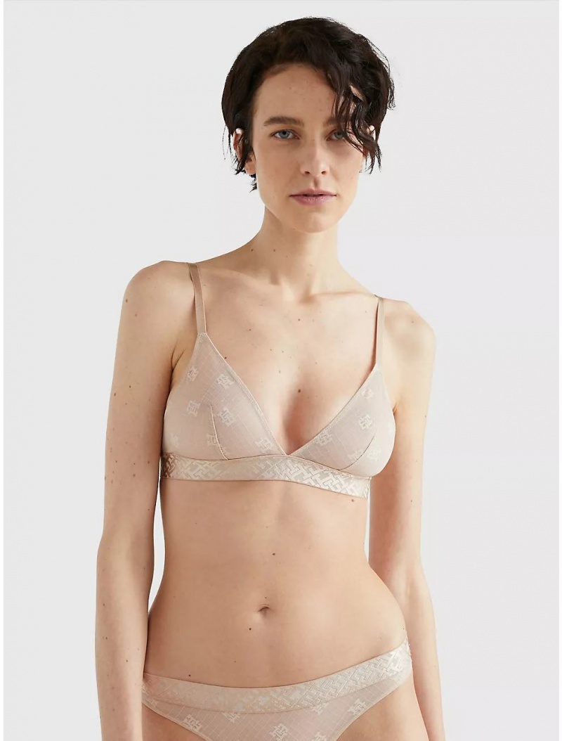 Tommy Hilfiger TH Monogram Lace Unlined Triangle Bra Bras Misty Blush | 8067-EQNOP