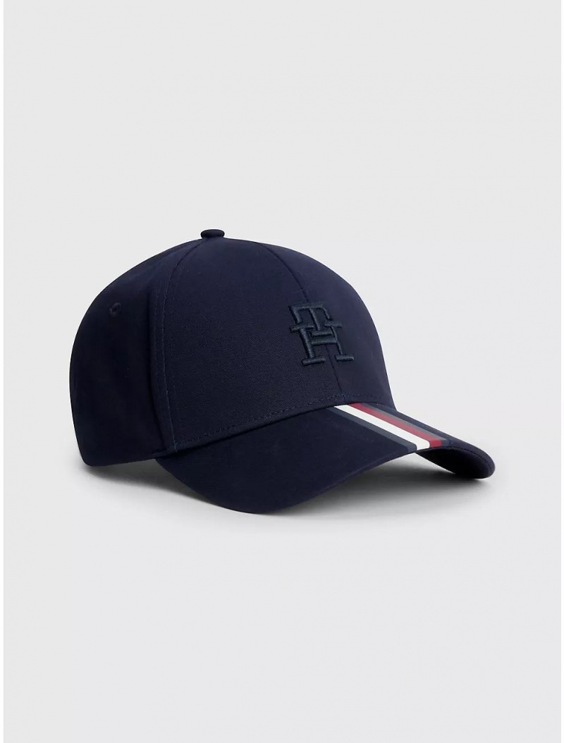 Tommy Hilfiger TH Monogram Stripe Baseball Cap Hats Space Blue | 1957-YUAOL