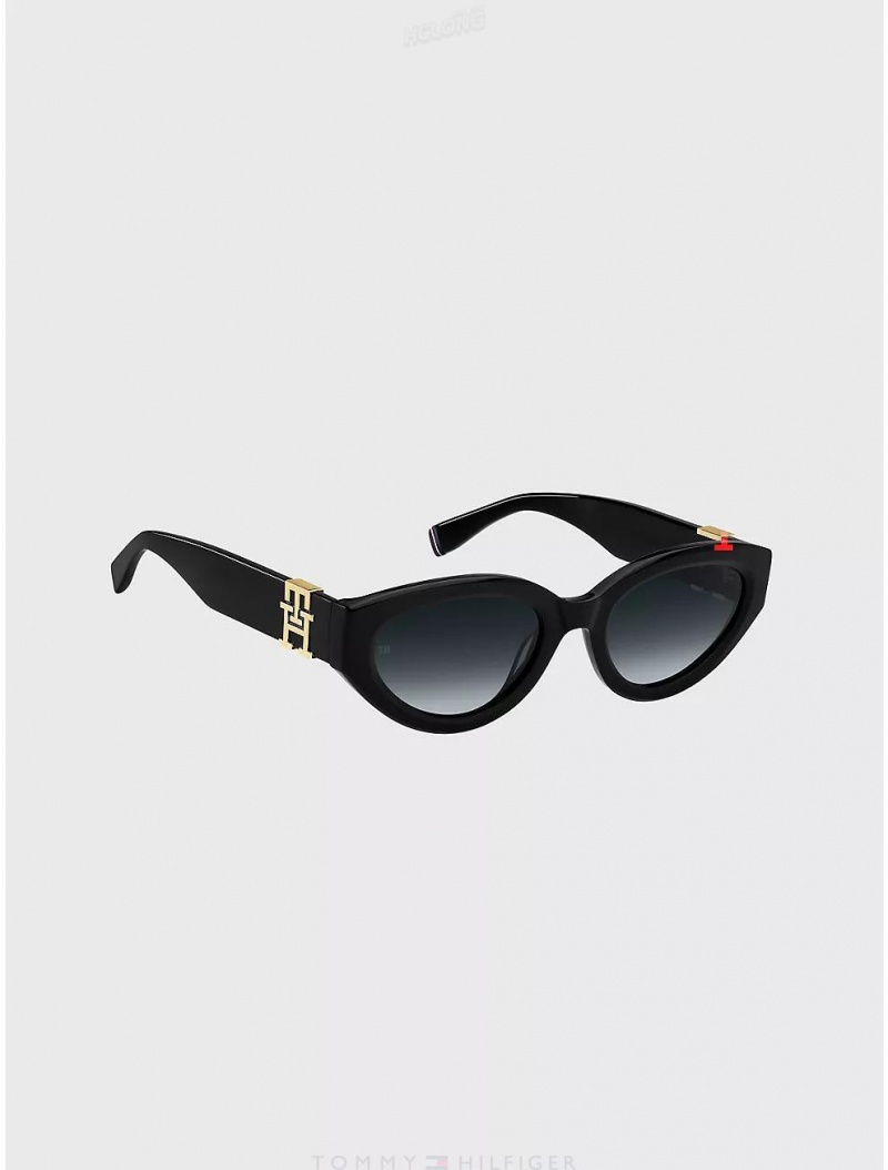 Tommy Hilfiger TH Monogram Sunglasses Sunglasses Black | 4385-ULFWS