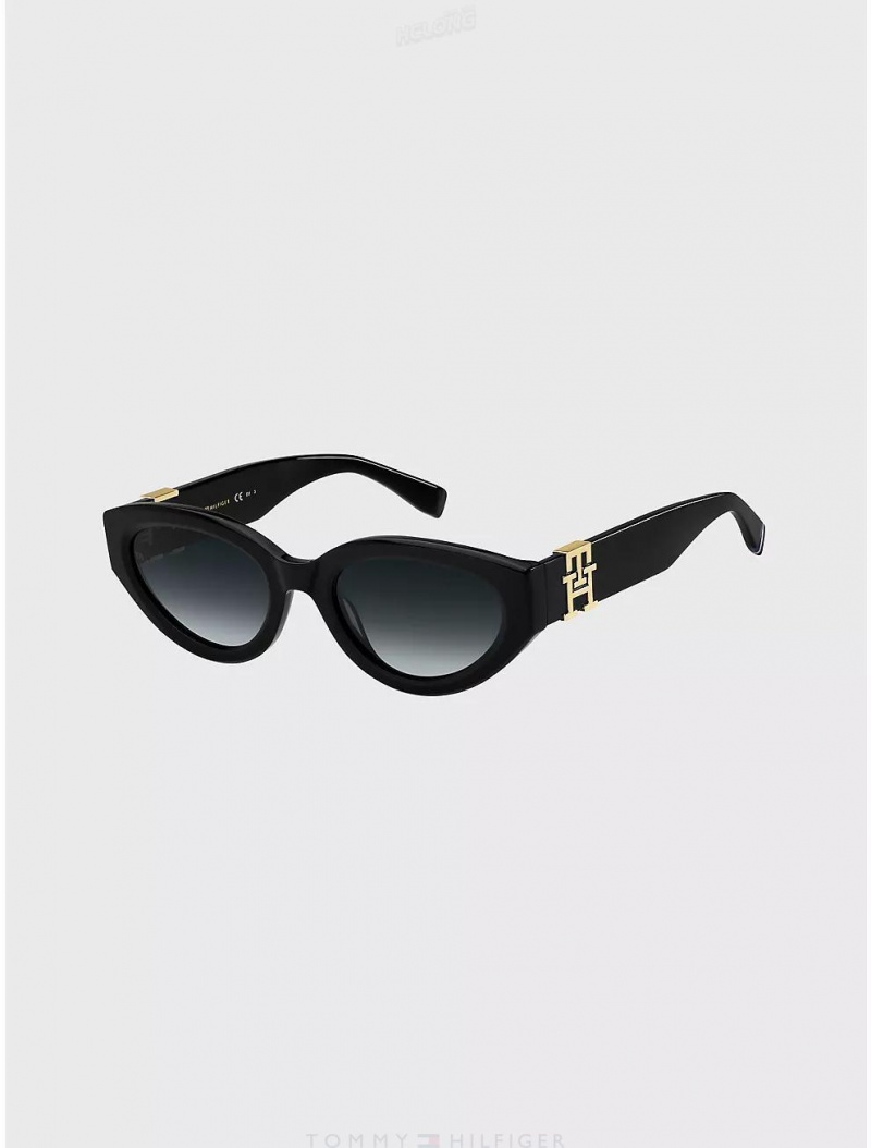 Tommy Hilfiger TH Monogram Sunglasses Sunglasses Black | 4385-ULFWS