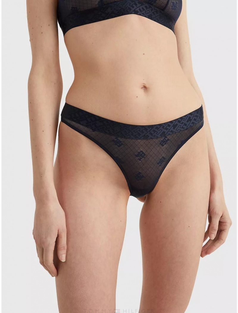 Tommy Hilfiger TH Monogram Thong Panties Desert Sky | 9375-UCRNV