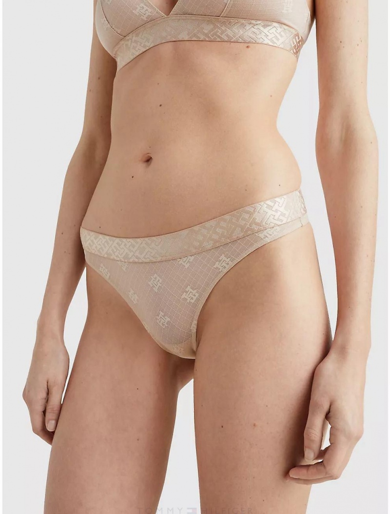 Tommy Hilfiger TH Monogram Thong Panties Misty Blush | 8640-VPSWI