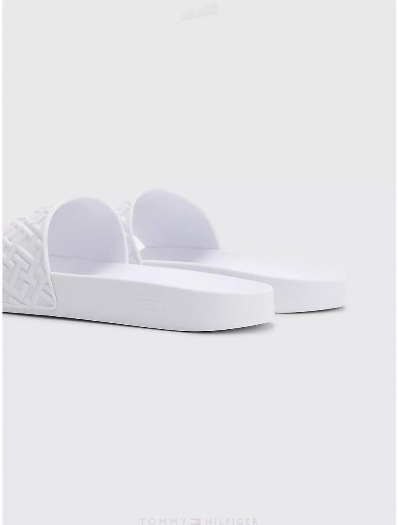 Tommy Hilfiger TH Pool Slide Shoes White | 3682-NDBAX