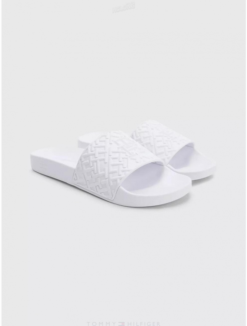 Tommy Hilfiger TH Pool Slide Shoes White | 3682-NDBAX