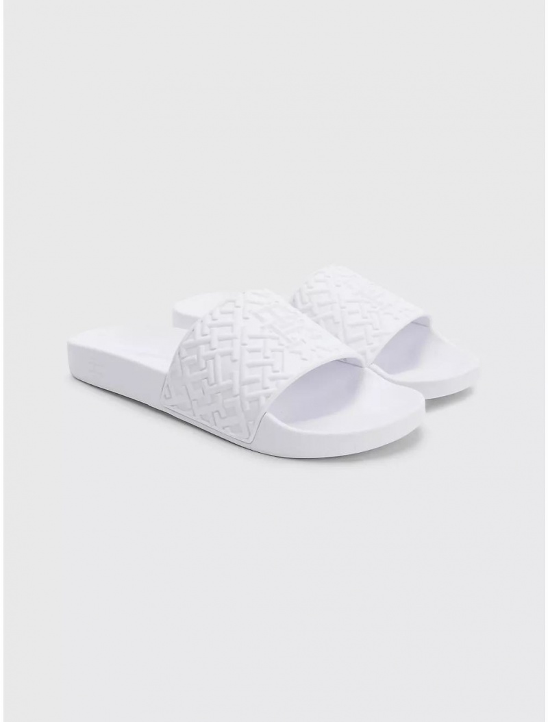 Tommy Hilfiger TH Pool Slide Shoes White | 3682-NDBAX