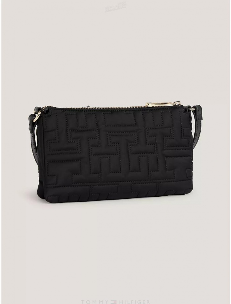 Tommy Hilfiger TH Quilted Crossbody Bags Black | 3286-GVBAC