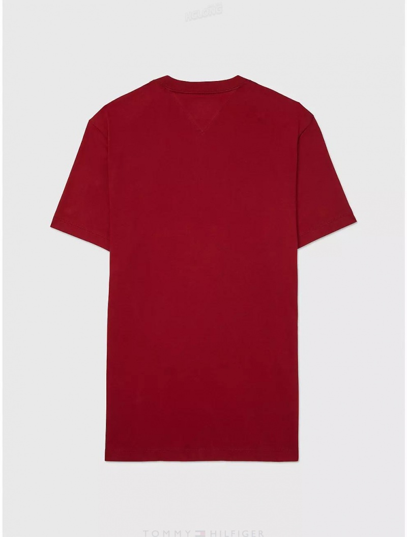 Tommy Hilfiger TJ Collegiate T-Shirt Tops Perfect Cherry | 3928-KJDEL