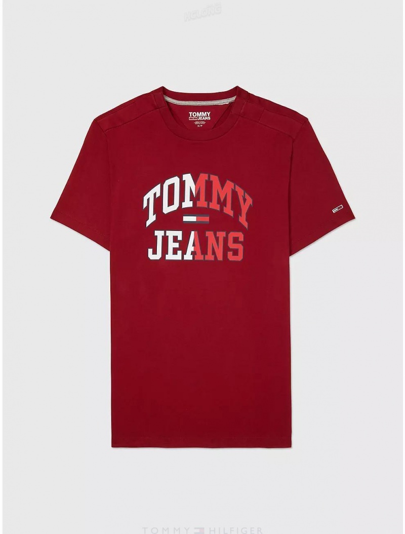 Tommy Hilfiger TJ Collegiate T-Shirt Tops Perfect Cherry | 3928-KJDEL