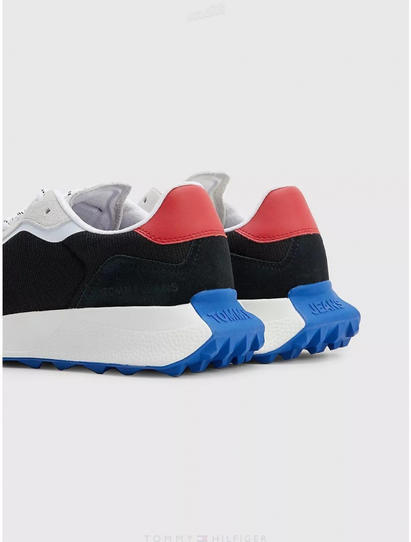 Tommy Hilfiger TJ Colorblock Suede Sneaker Shoes Black | 4675-FWDEL