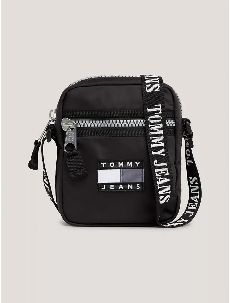 Tommy Hilfiger TJ Flag Logo Reporter Bag Bags Black | 0682-FZDKV