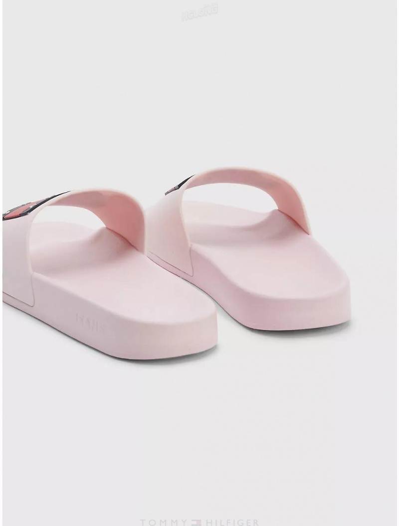 Tommy Hilfiger TJ Flag Pool Slide Shoes Misty Pink | 8694-LERYZ