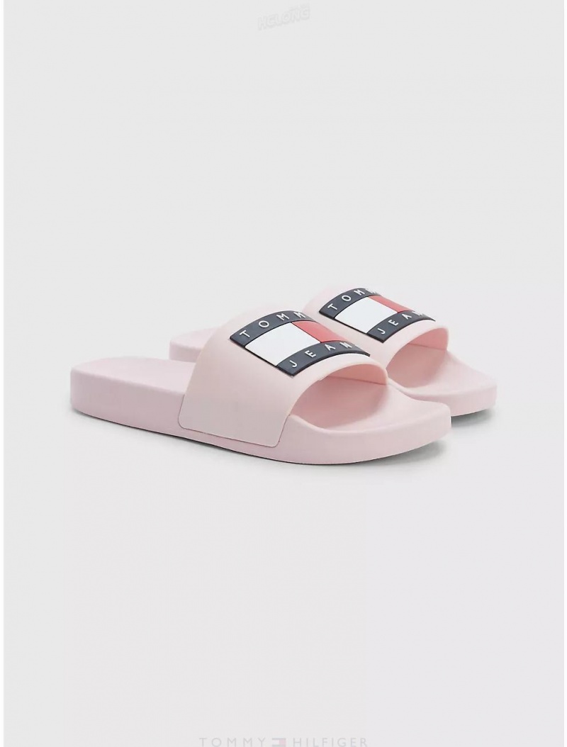 Tommy Hilfiger TJ Flag Pool Slide Shoes Misty Pink | 8694-LERYZ