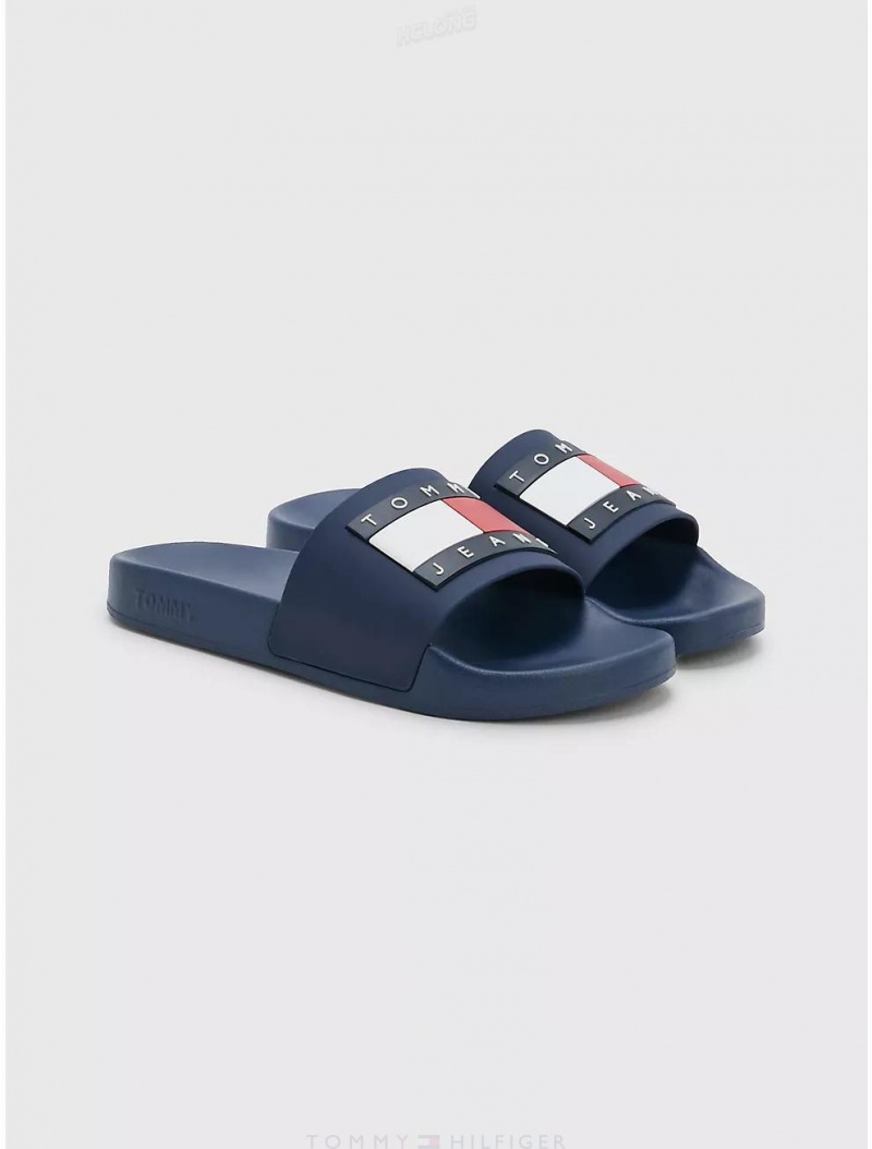 Tommy Hilfiger TJ Flag Pool Slide Shoes Twilight Navy | 4732-CBNOV