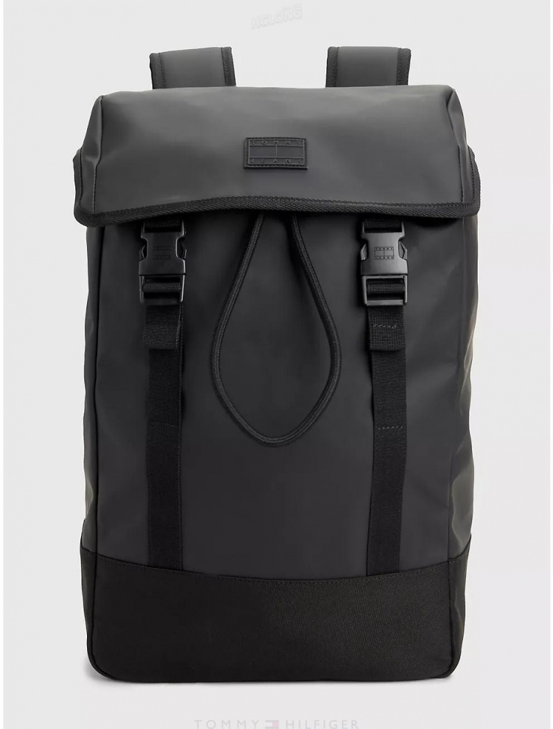 Tommy Hilfiger TJ Flap Backpack Bags Black | 1037-FSWGE