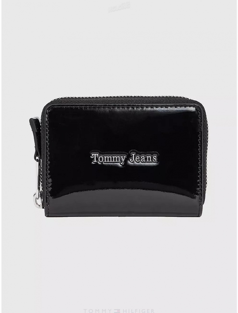 Tommy Hilfiger TJ Gloss Small Zip Wallet Wallets Black | 7328-JTKMX