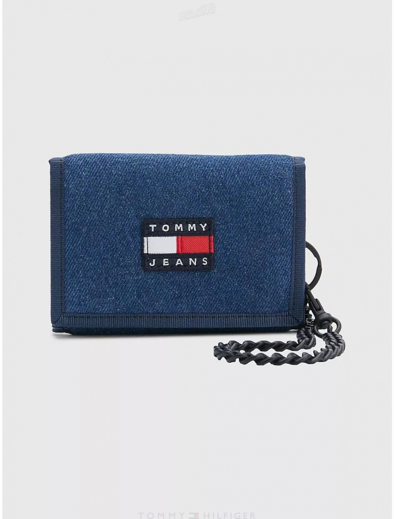 Tommy Hilfiger TJ Heritage Denim Trifold Wallet Bags Denim Mix | 9371-ODYAL