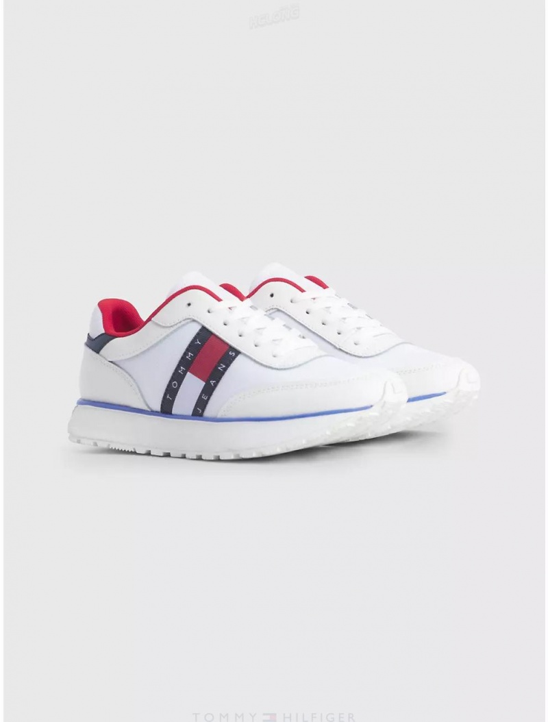 Tommy Hilfiger TJ Retro Leather Sneaker Shoes Ecru | 5968-VAZPS