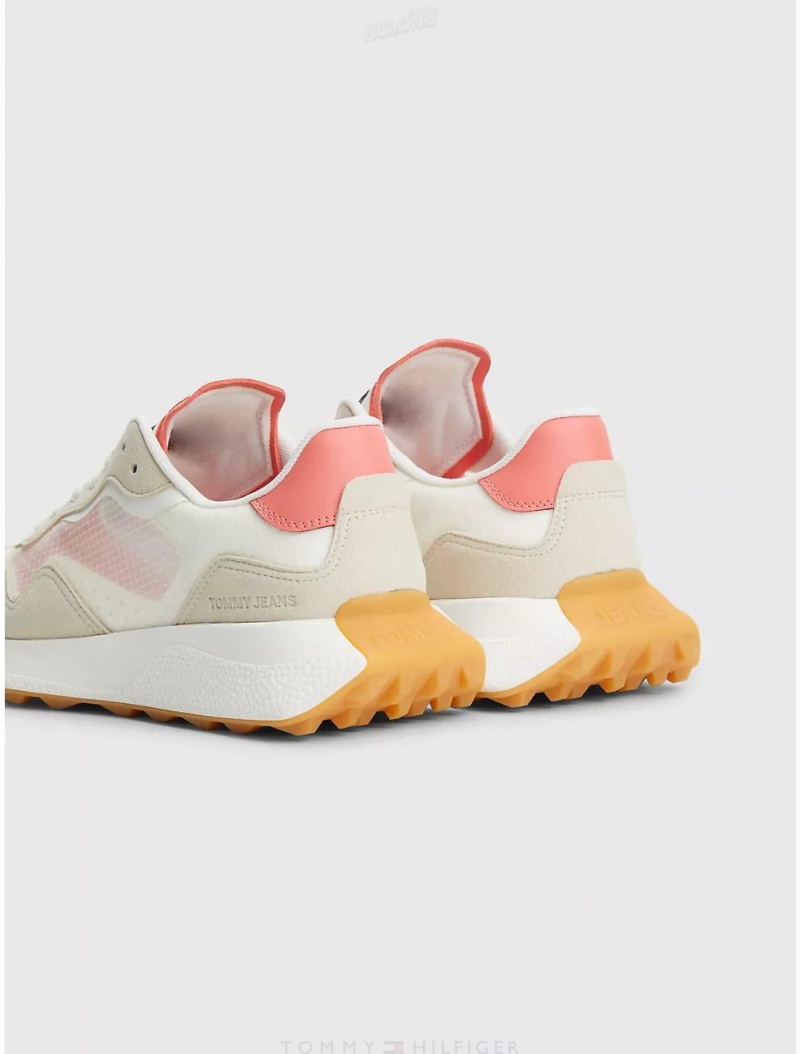 Tommy Hilfiger TJ Sheer Mesh Sneaker Shoes Bleached Stone | 1538-MXYEC