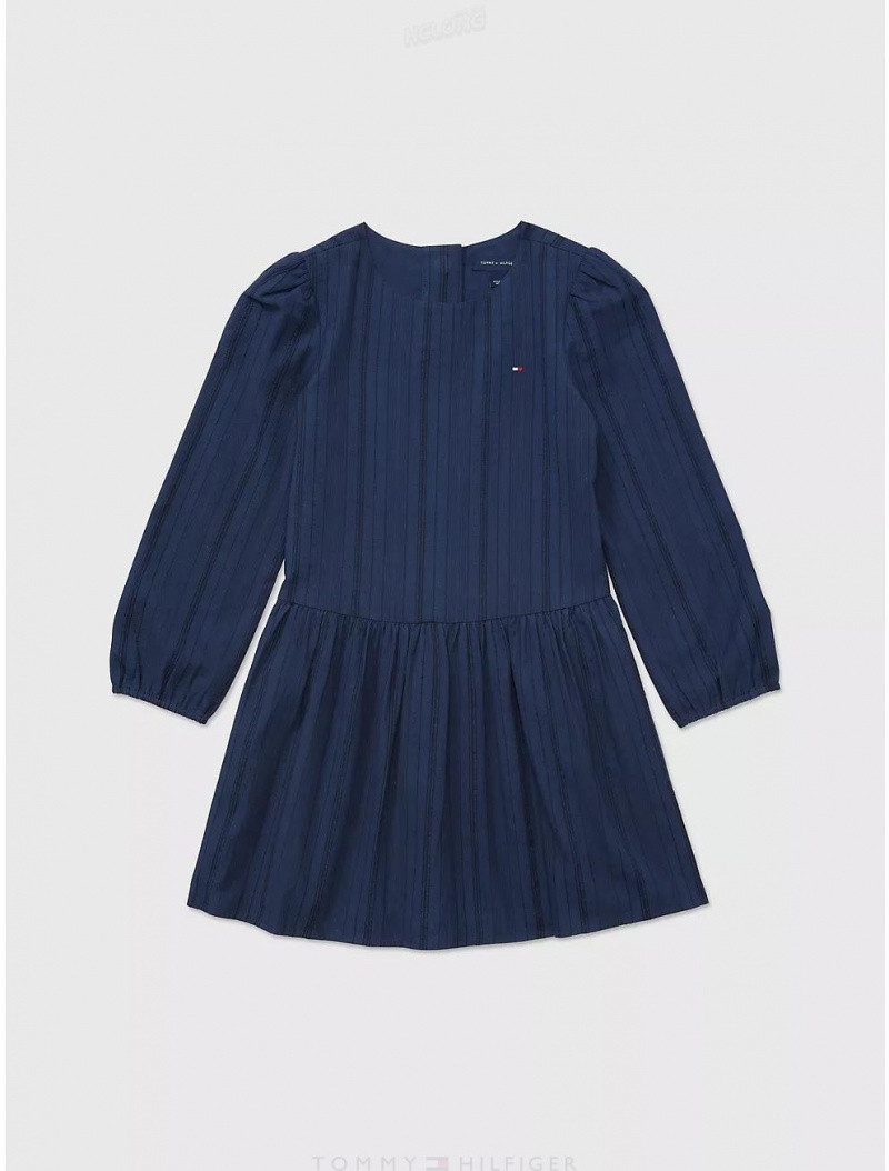 Tommy Hilfiger Textured Stripe Dress Dresses & Skirts Cobalt Sapphire | 2651-WZBFQ