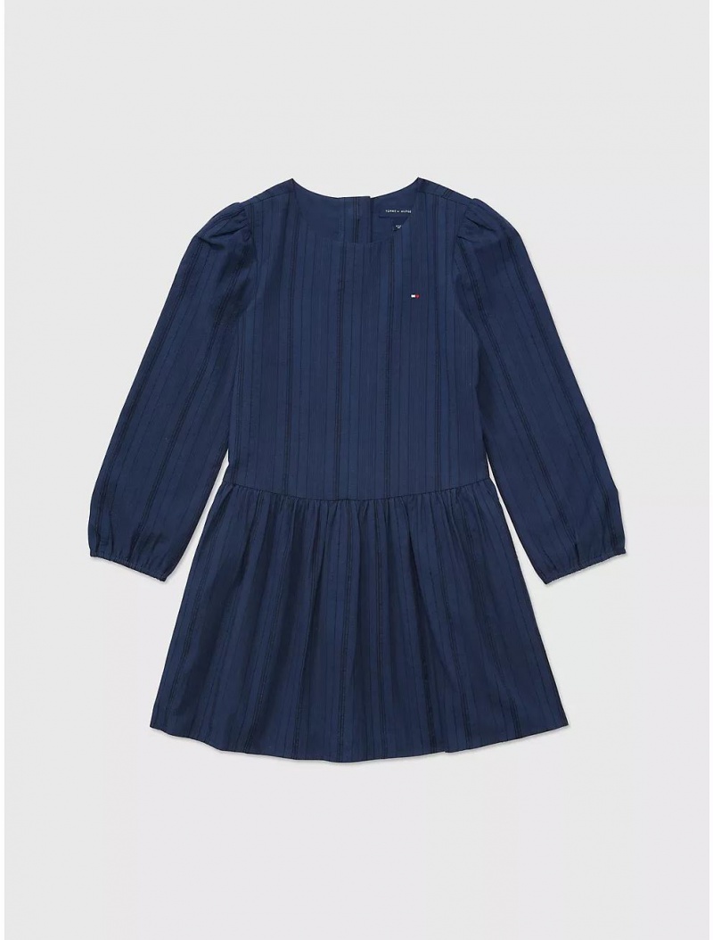 Tommy Hilfiger Textured Stripe Dress Dresses & Skirts Cobalt Sapphire | 2651-WZBFQ