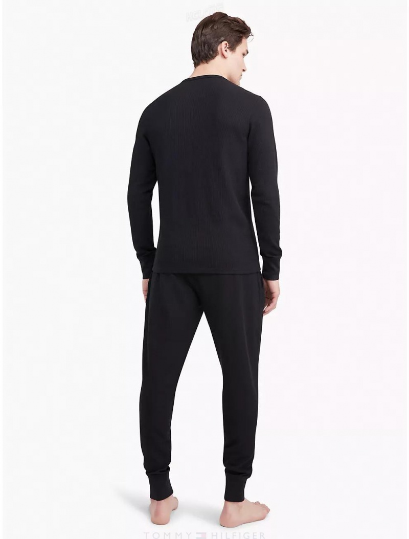 Tommy Hilfiger Thermal Crewneck T-Shirt Sleepwear Black | 0479-LHFJA