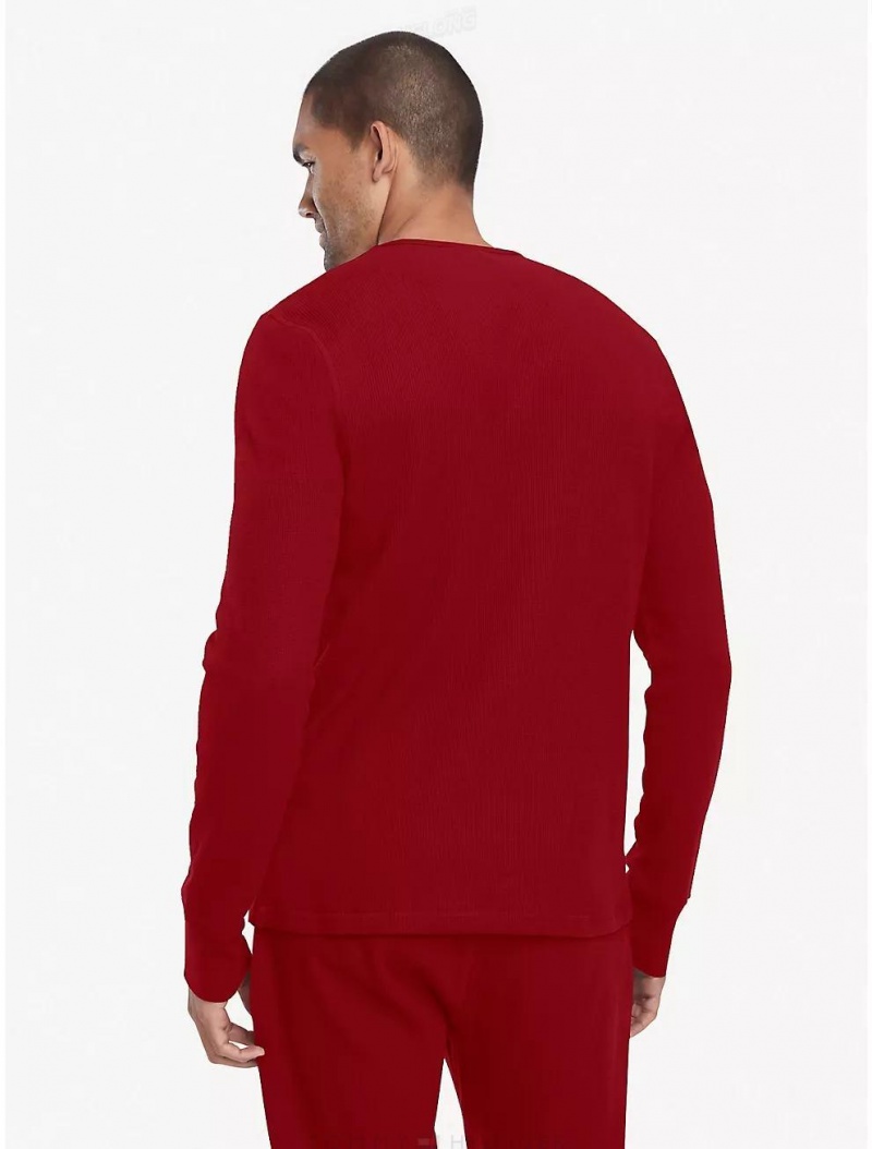 Tommy Hilfiger Thermal Crewneck T-Shirt Tops Currant | 2976-EQOBD