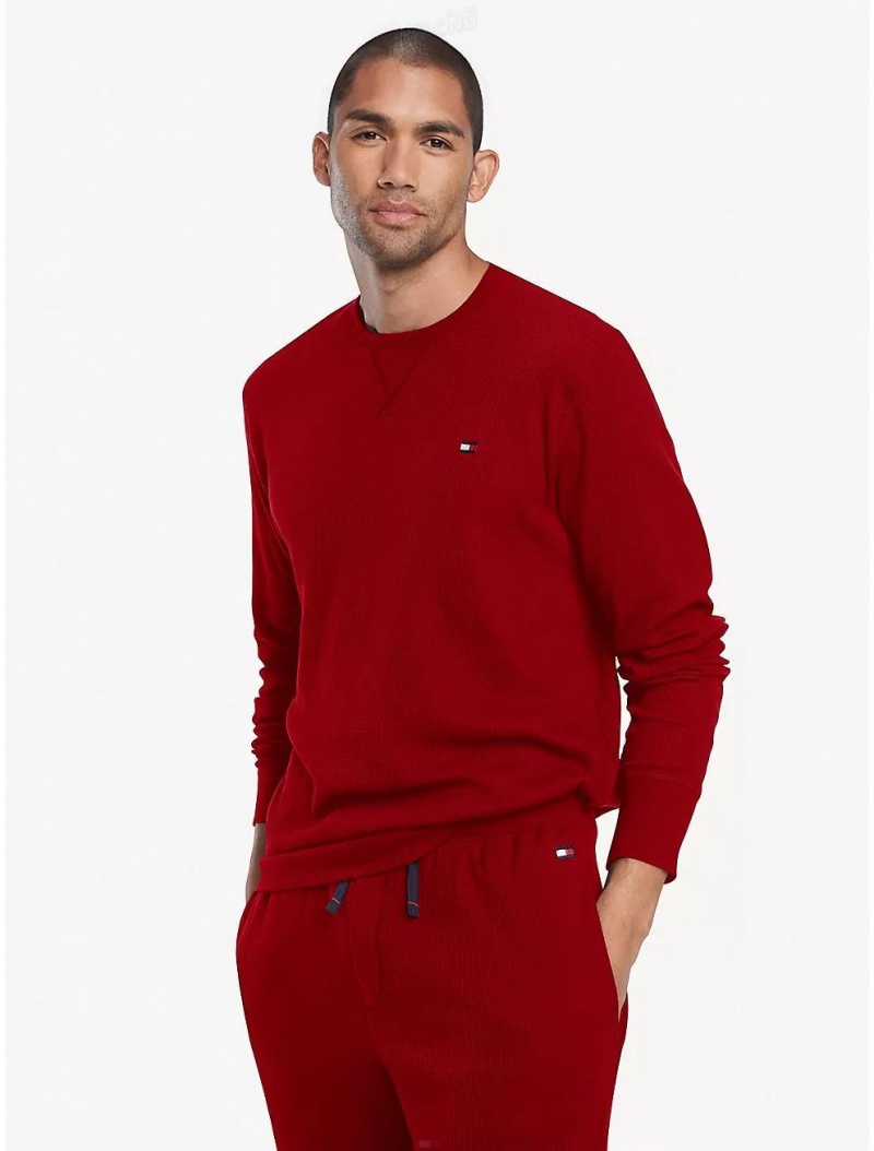 Tommy Hilfiger Thermal Crewneck T-Shirt Tops Currant | 2976-EQOBD