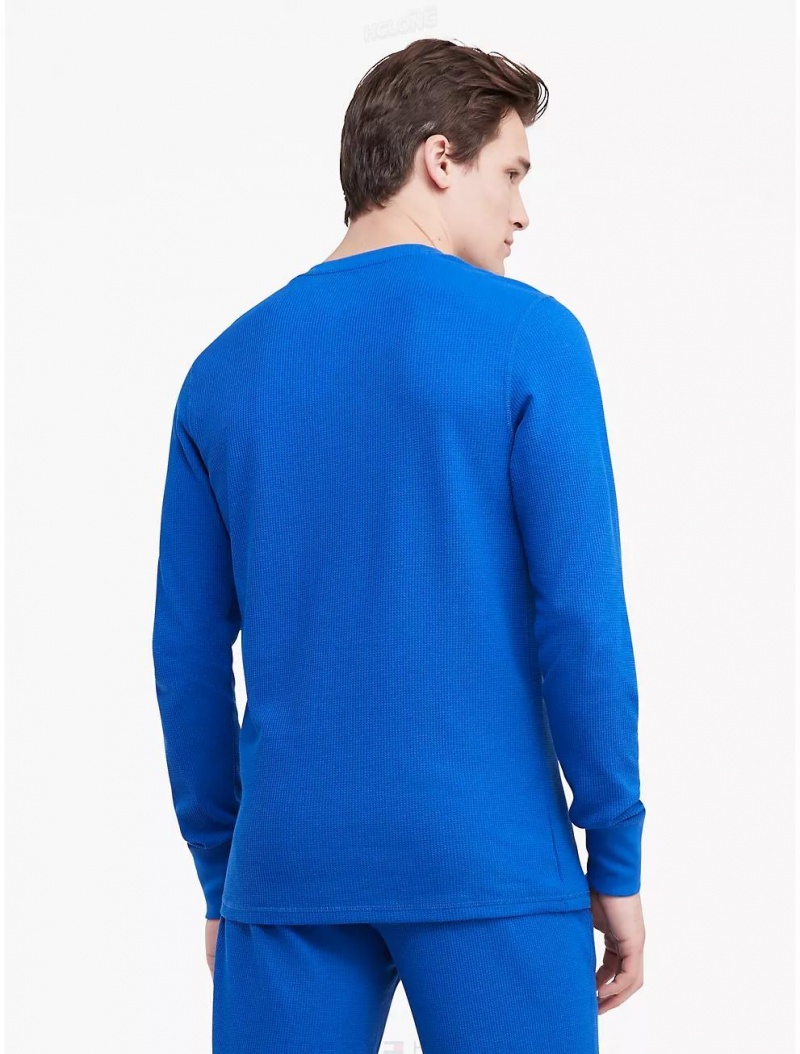 Tommy Hilfiger Thermal Sleep Henley Sleepwear Cobalt | 0542-QIJGH