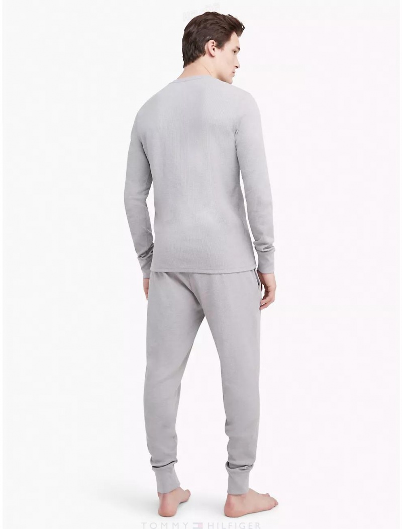 Tommy Hilfiger Thermal Sleep Henley Sleepwear Grey Heather | 6231-BKZEC